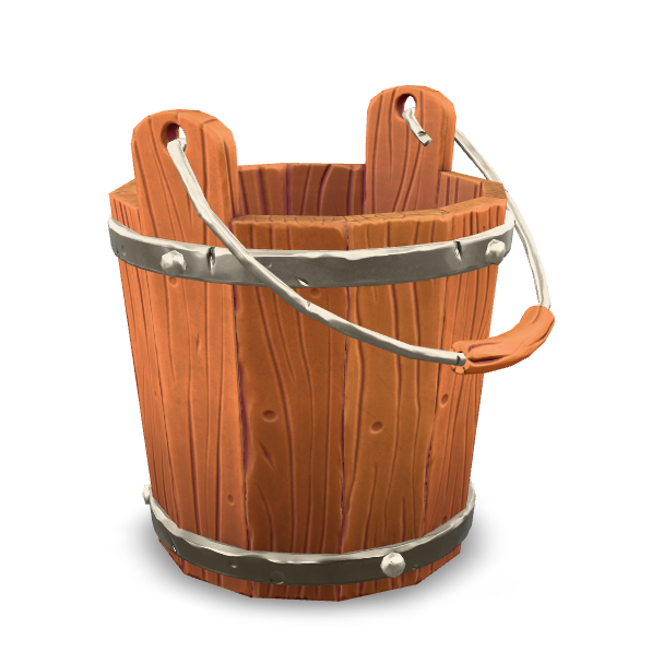 Stylized Wooden Bucket 3D Model