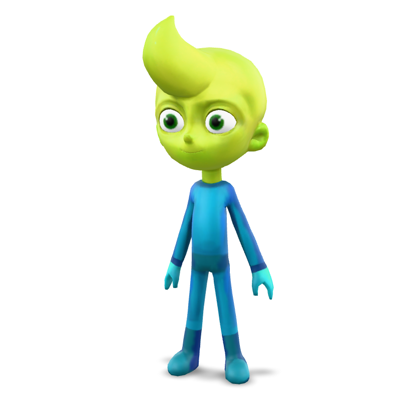 Lime Alien Kid 3D Model