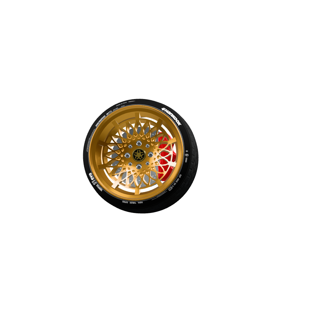 Gold Rim Wheel 3D Model