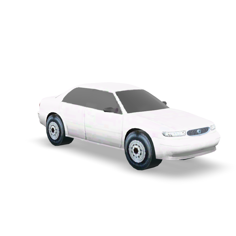 White Sedan Car 3D Model