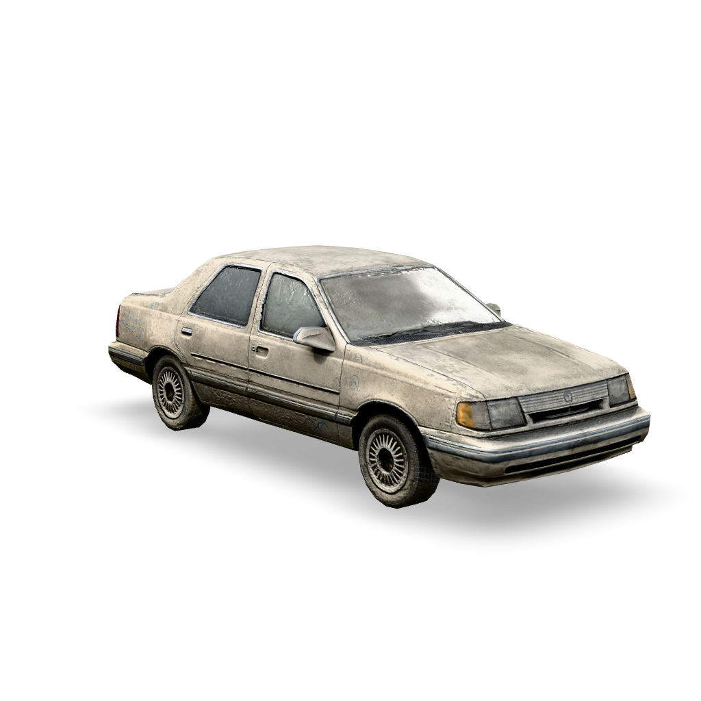 Abandoned Sedan Car 3D Model